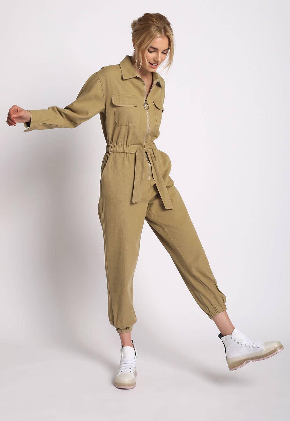 Khaki Utility Jumpsuit - hokiis