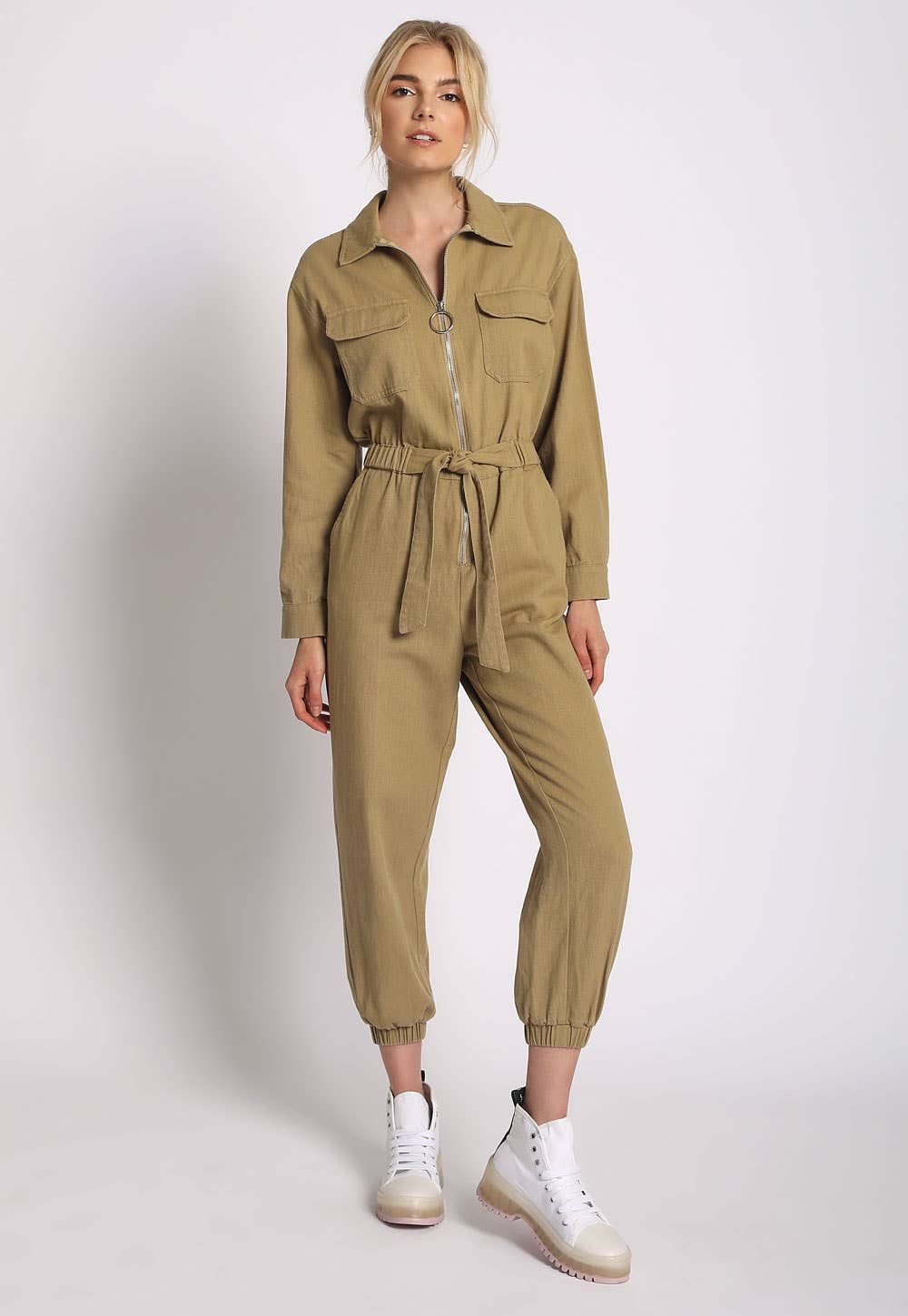 Khaki Utility Jumpsuit - hokiis