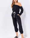 Off-The-Shoulder Cinched Jumpsuit - hokiis